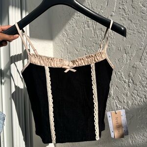 Sweet Rain Black and Cream Women's Top